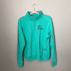 Green PINK half zip sweatshirt